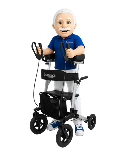Don Andy con andador vertical Andafacil para adultos mayores