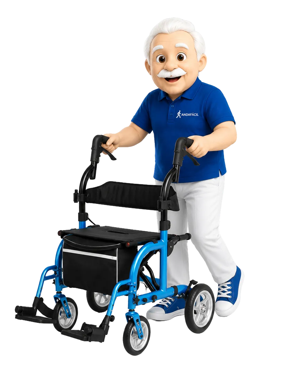 Don Andy caminando con andadera Andafacil
