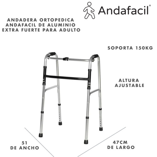 Andadera Ortopédica Plegable Andafácil de Aluminio Extra Fuerte para Adulto