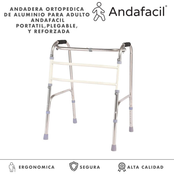 Andadera Ortopedica de Aluminio para Adulto Andafacil | Portatil, Plegable, Reforzada